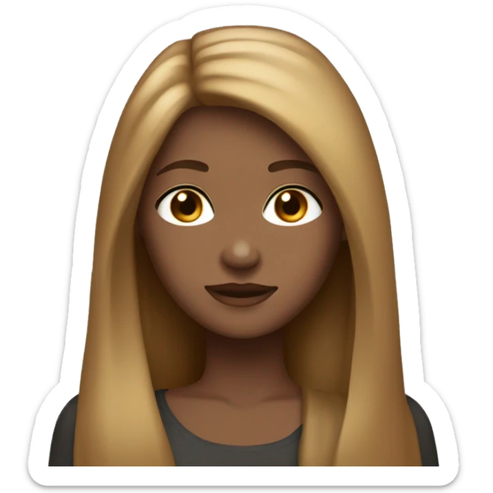 Girl with middle pathed straight long hair that is a dark caramel blonde with brown eyes sticker