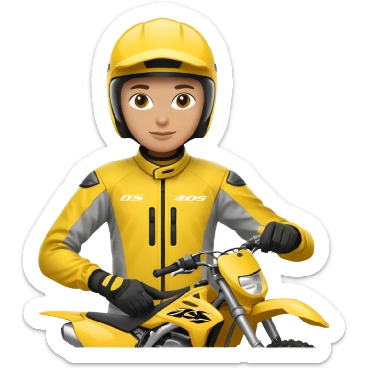 dirtbike rider in yellow gear signing autographs sticker