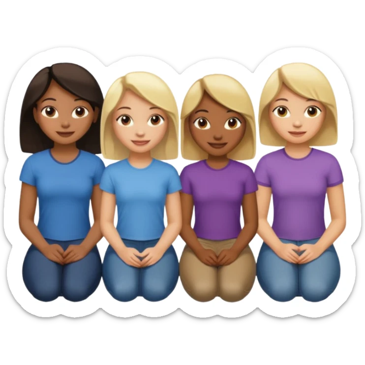 black woman with blonde hair and brunette friends sitting in a row sticker