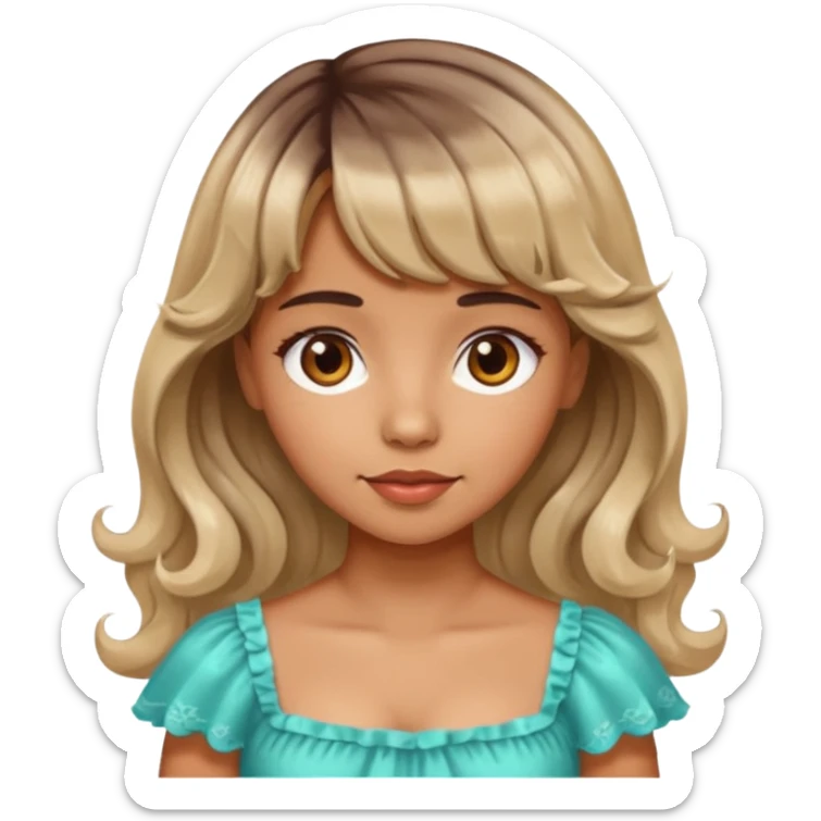latina lady in a cute dress with bleached and brown wavy hair with bangs sticker