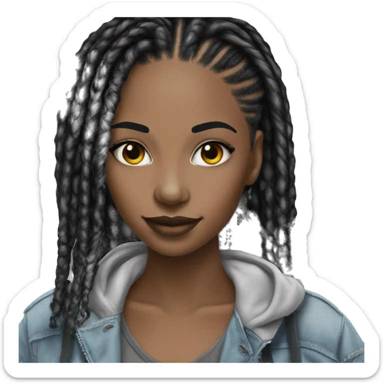 Black woman with split dye black and white faux loc hair  sticker