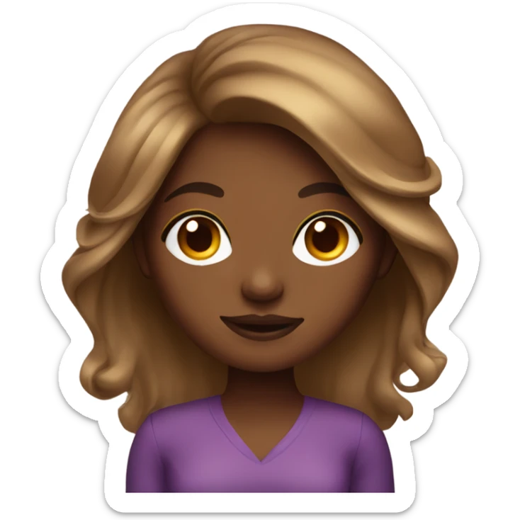 Brown skin girl with long blow out hair sticker