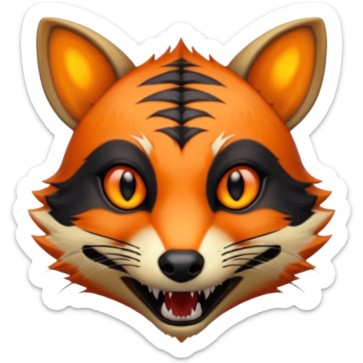 Fiery Wicked Cool Hot Edgy Badass Genet-Numbat-Fox-Civet-Vernid-fusion-hybrid-creature sticker