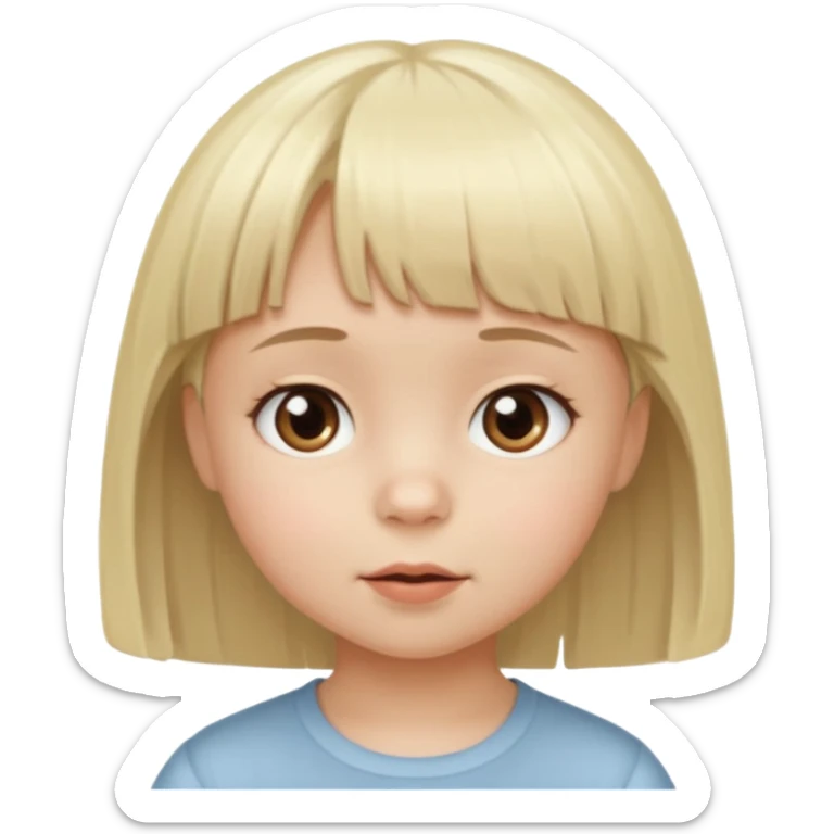 Niño pequeño con pelo corto muy rubio claro y mucho flequillo y ojos marrones sticker