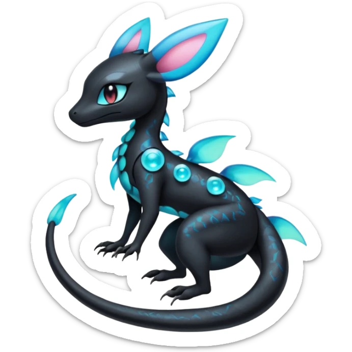 Dark edgy bioluminescent luminescent Salandit-Vibrava-Meloetta-Sylveon-Umbreon-fusion-Pokémon-hybrid-creature  sticker