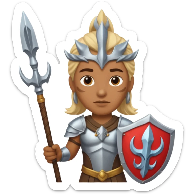 Mermaid with Trident – Warrior brown skin, blonde hair mermaid with weapon sticker