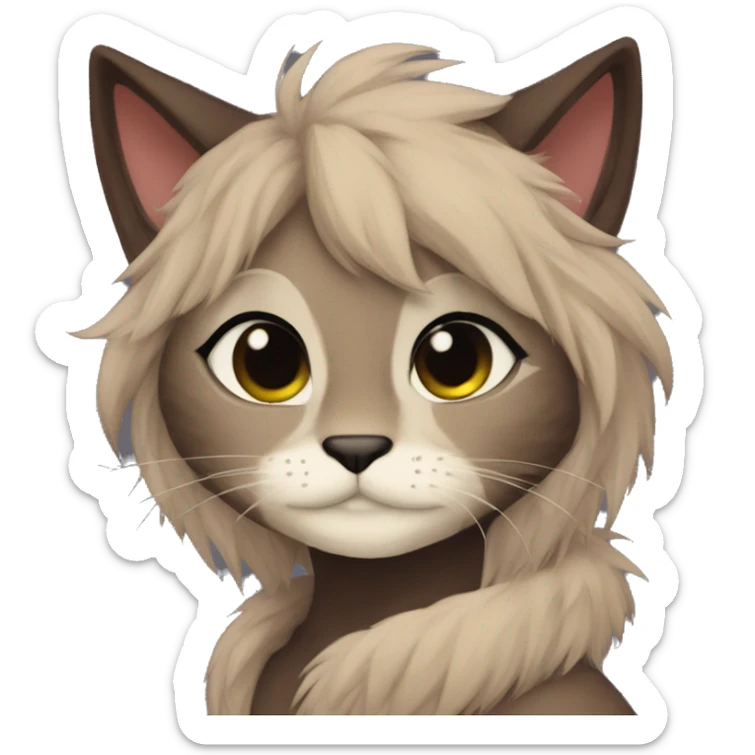 Anthro Shy Cute Cool Edgy Pretty Dark Brown Furry Feline Animal Anthro Sona sticker