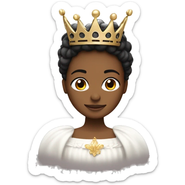 Reina de pelo lacio negro Y piel blanca, con corona y alas  sticker