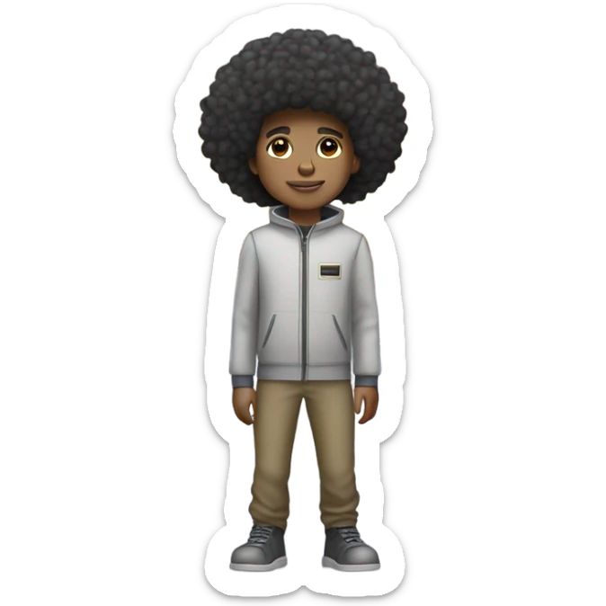 1 full-body Afro light-skinned skinned male teenager on a spaceship. sticker