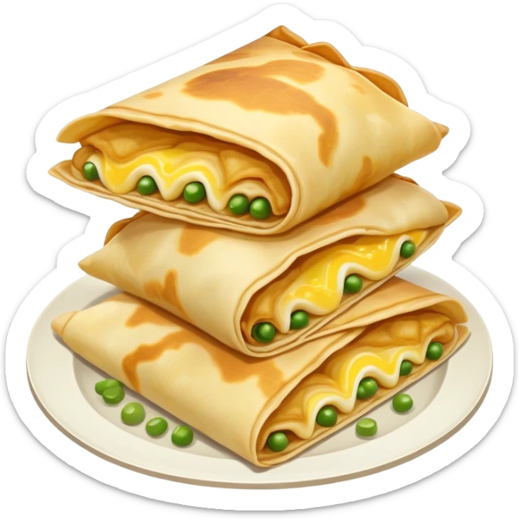 Chinese jianbing crepe street food with soft muted colors sticker