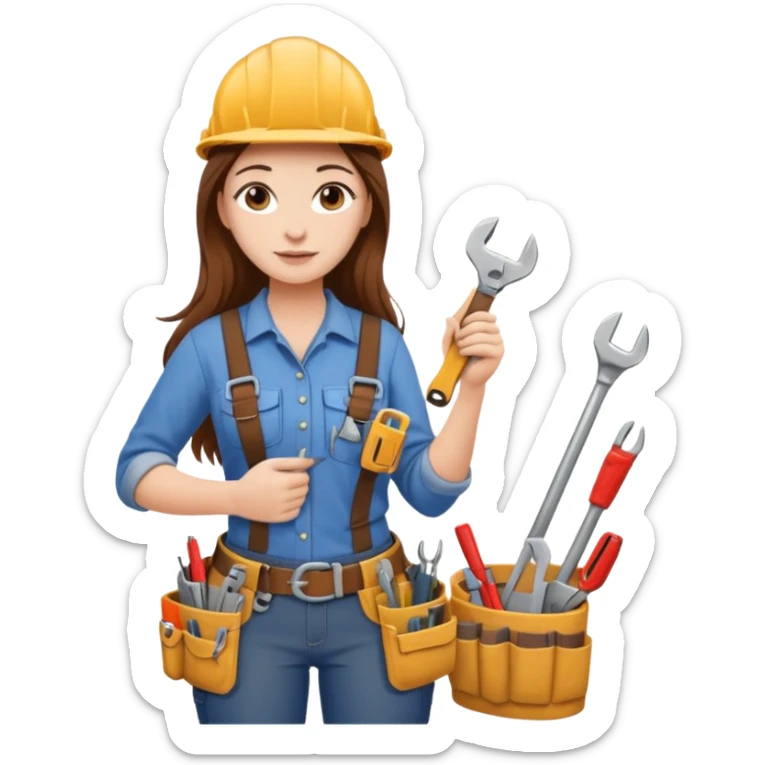 beautiful girl with long brown hair renovating her apartment sticker