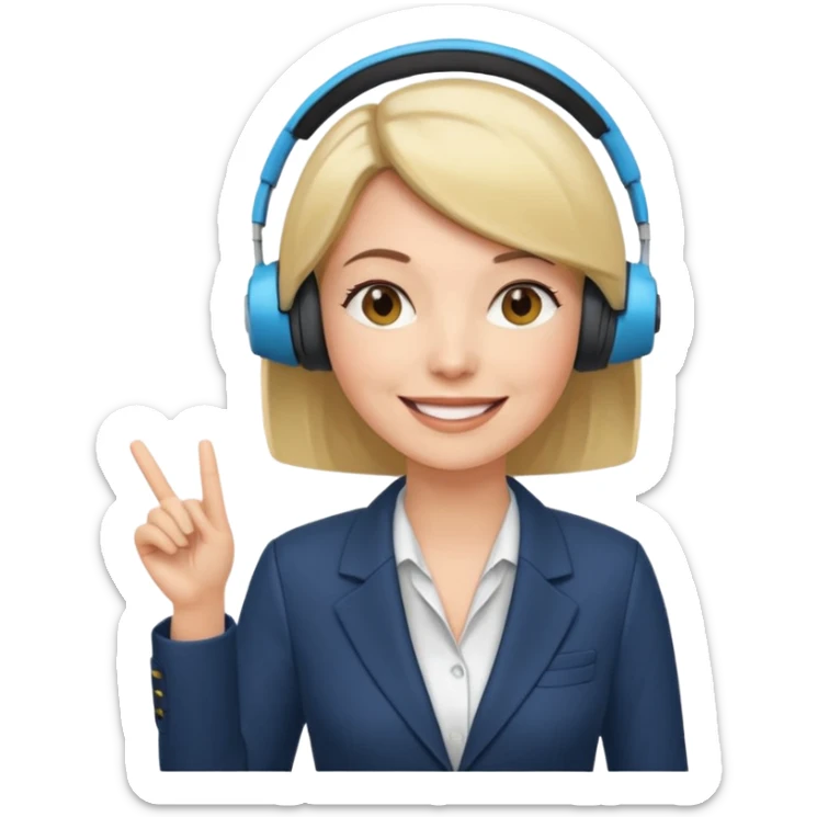 40 year old female with a bob, work as a facilitator, in the middle of a workshop sticker