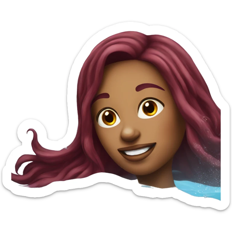 Beautiful tattooed  burgundy long haired woman swimming in a pool sticker