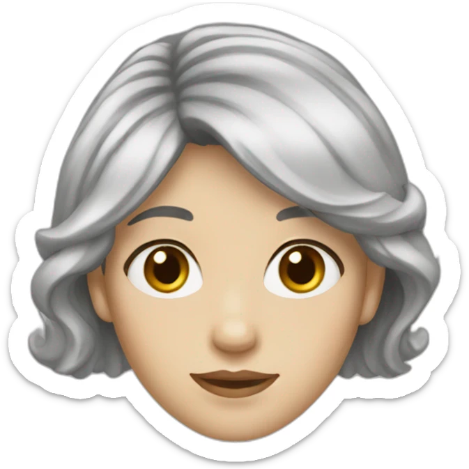 Women with brown gray Hair, hazel green eyes white skin sticker