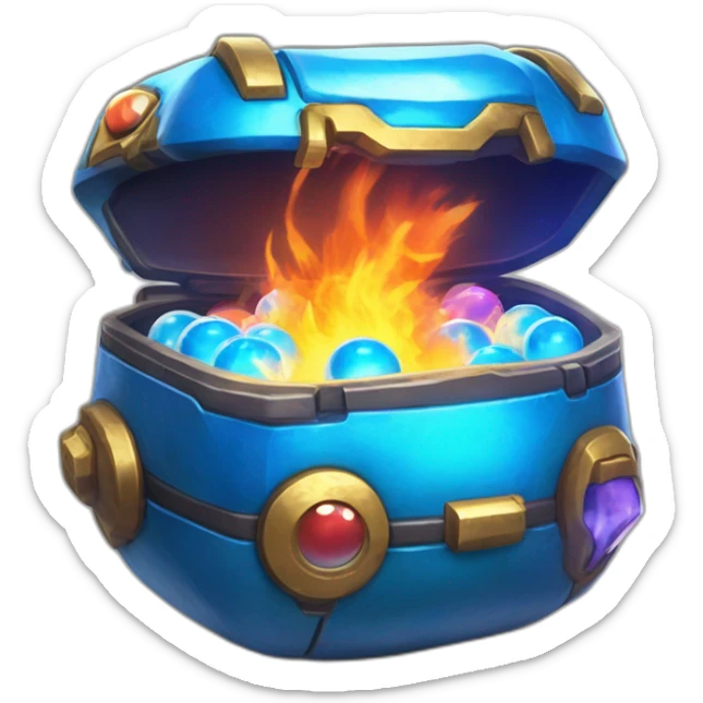 Pokemon Game LootCase Color Blue Fire Flame Rich Treasure Legendary Epic Pokeballs and Pokemons Inside this have Shiny Glow sticker