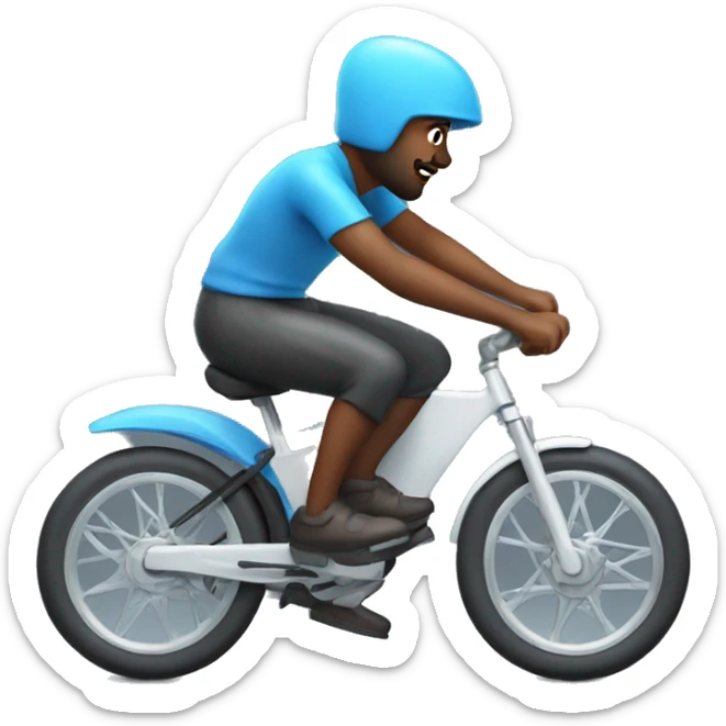 a 3d artist on a bike which supports with effort the emoji of the Small Blue Diamond sticker