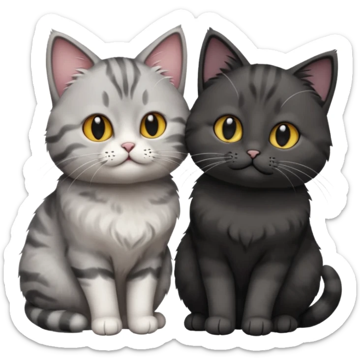 You can make an emoji of two cats looking at each other, one black and the other gray. sticker