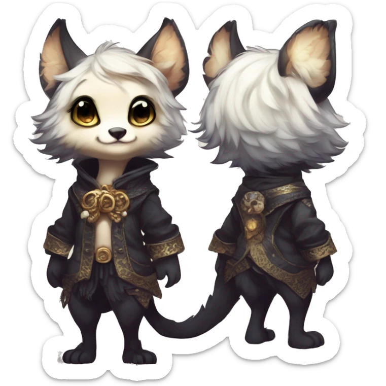 Cool cute Kawaii edgy fantasy shiny chibi animal creature fursona Fionbri vernid by griffsnuff & LiLaiRa & Falvie full bodyal sticker