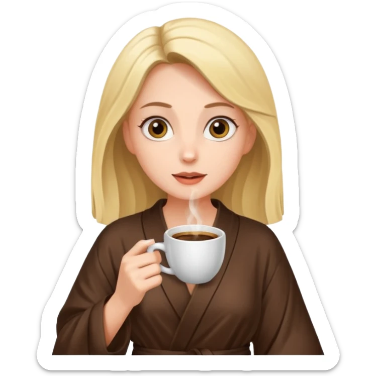 Woman drinking coffee and The edges of the eyes are wide open in the morning sticker