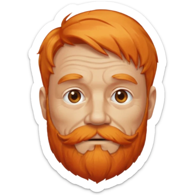 old adult male, orange hair and orange beard sticker
