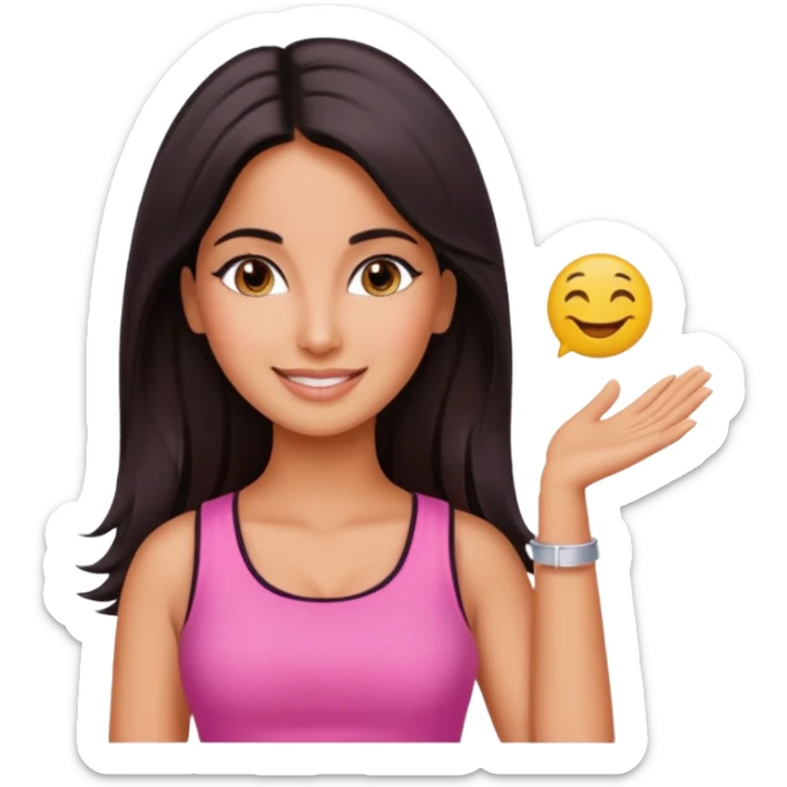 ipretty bratz emoji of katrina kaif wearing a pink top sticker