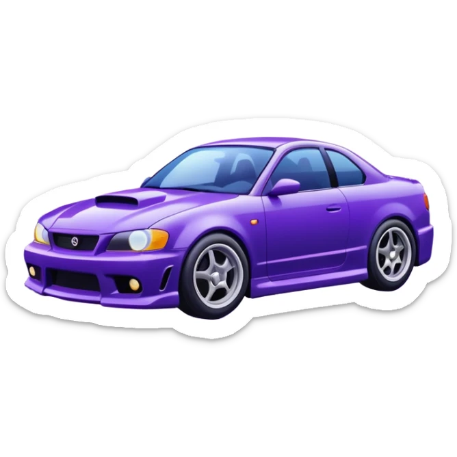 Purple car drifting with navy blue flames coming out of the rear tires. sticker