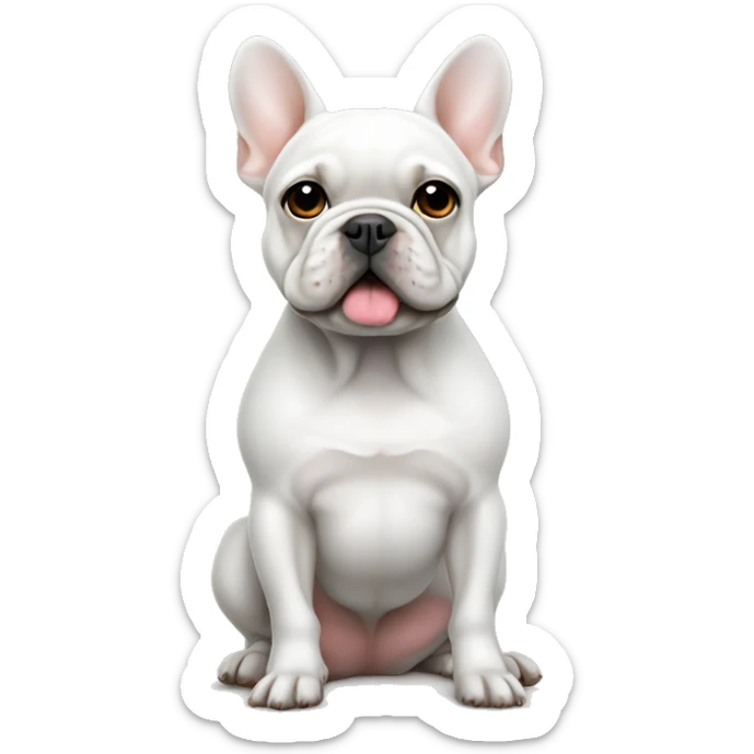 White Frenchie sitting sticker