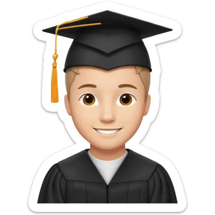 Graduated Students, Male, proudly, short hair, wearing graduation cap sticker