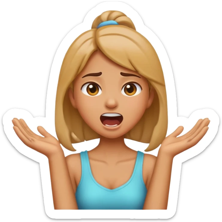 Emoji girl screaming and arms crosssed holding her neck sticker