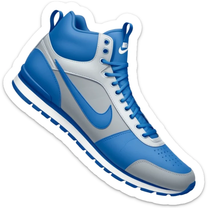 Tiburon Con 3 Aletas Actuando Como Piernas Con Zapatillas Azules Y El Logo De Nike Blanco sticker