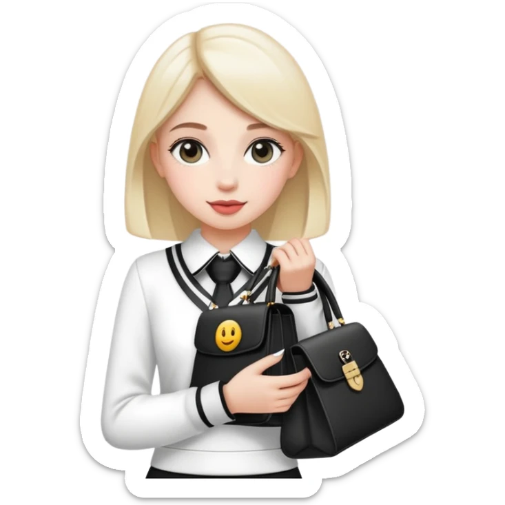 girly emojis bags minibags university outfit black and white elegance aesthetic it girl sticker
