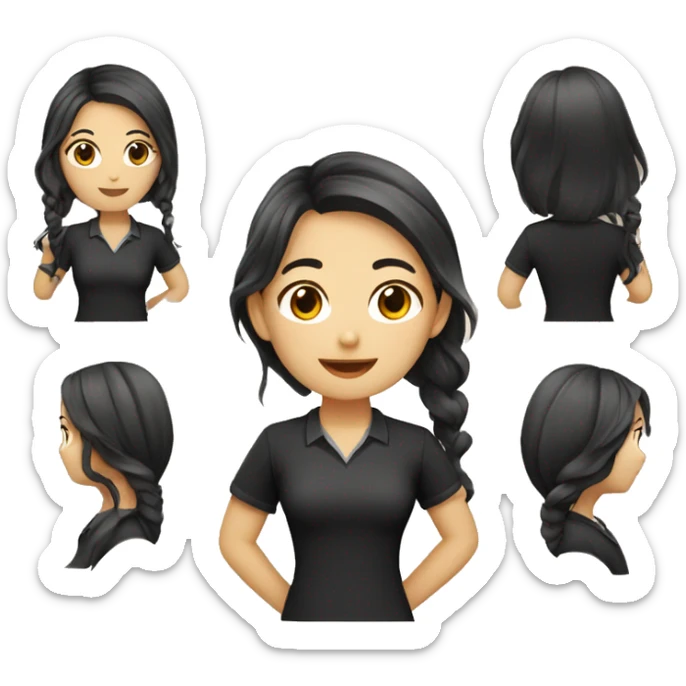 Asian wavy hair girl wearing black shirt teacher  sticker