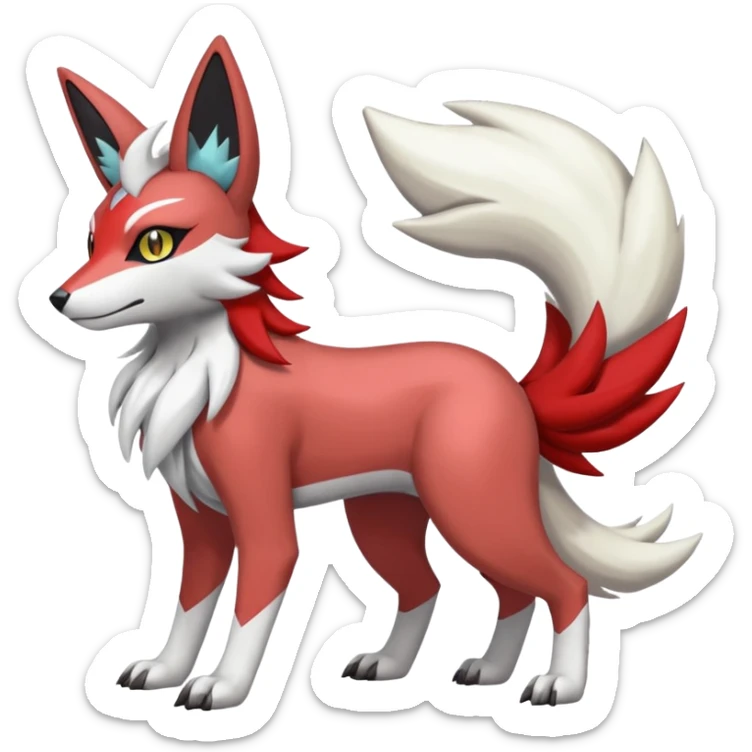 WereGarurumon-Lycanroc-Meloetta-Renamon-Zangoose-fusion-hybrid-creature (full body) sticker