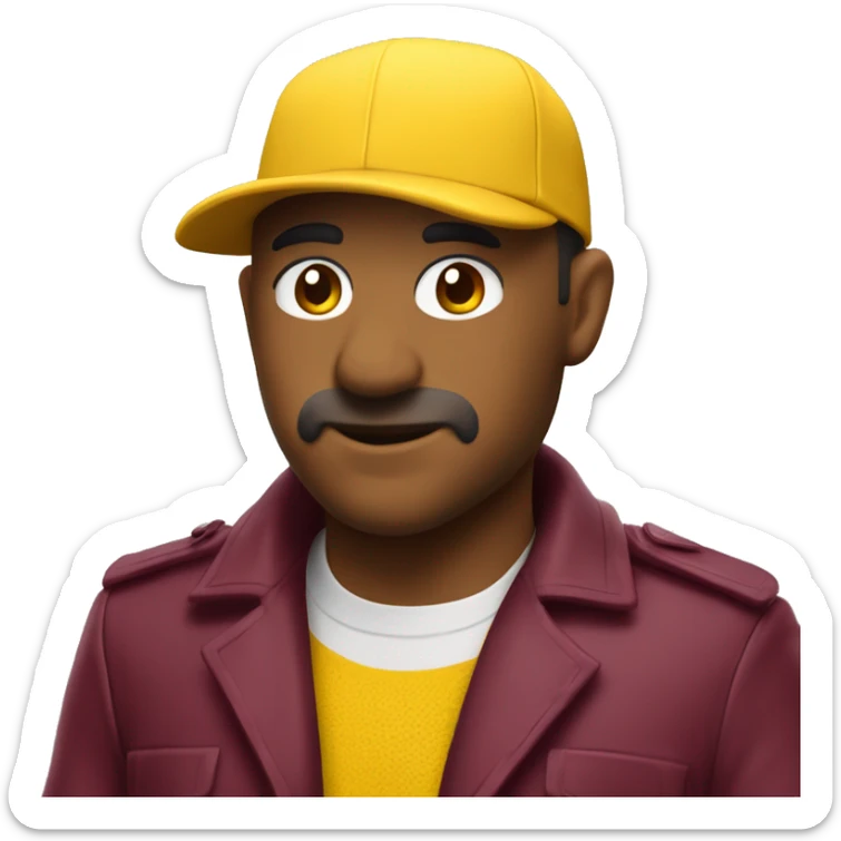 UN Buitre CON GORRA COLOR VINO QUE EN MEDIO TENGA UNA W COLOR Amarillo sticker