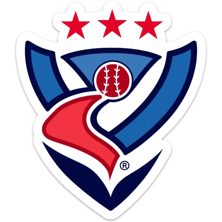 Delhi Capitals cricket team logo, blue and red colors with DC letters, professional sports emblem sticker
