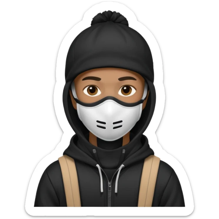 skier with black goggles hoodie and face mask looking stylish like an underground rapper. I said mask pls no face showing  sticker