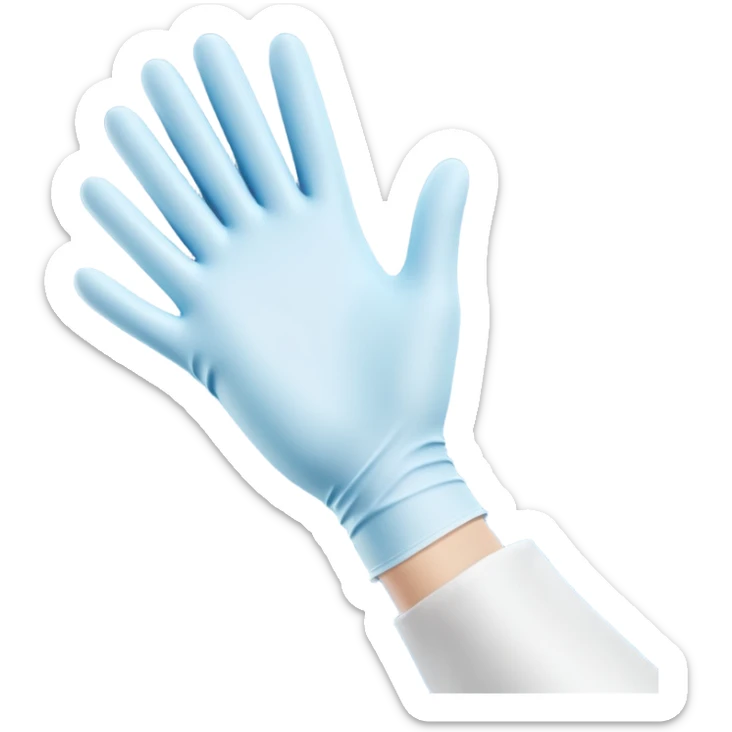 3D render of Latex Glove, forensic investigation aesthetic, sterile clinical lighting, cool blue undertones, sharp high-contrast details, professional clean look. sticker