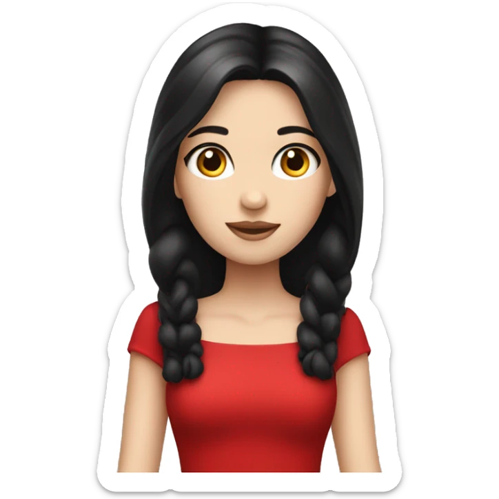 Pale Girl with black hair wearing red dress sticker