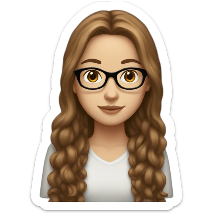A white Girl with glasses,Brown long hair sticker