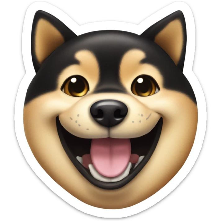 black shiba inu face | grinning face with big eyes | mouth | open | smile sticker