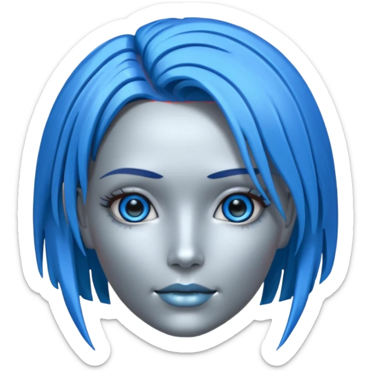 female different hair color metalic robot face like 3rd picture of the last one sticker