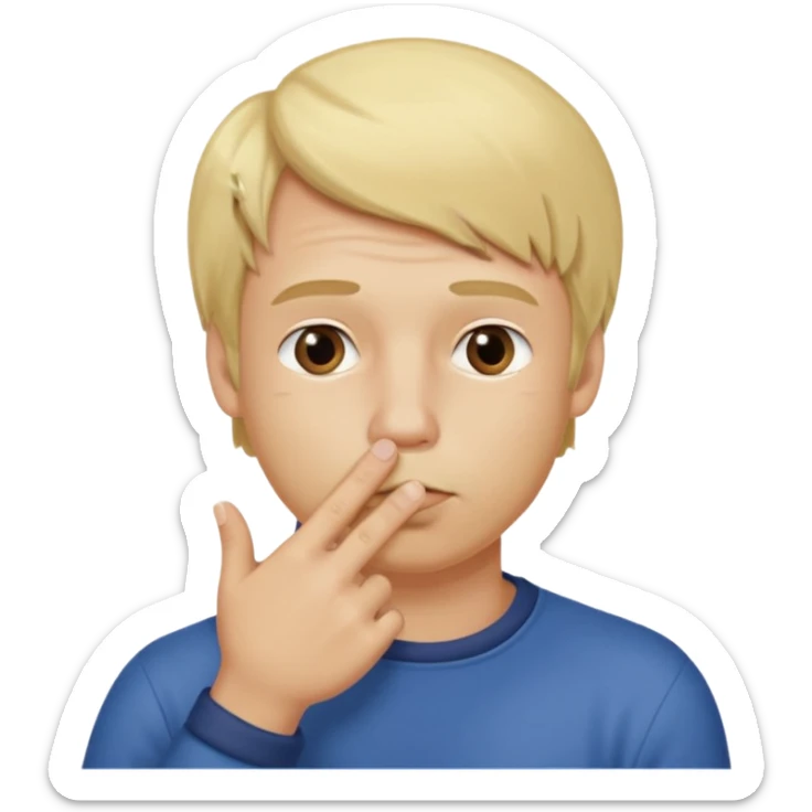 Generate a Dutchman holding his finger to his mouth. Like a secret. PNG on a transparent background. sticker