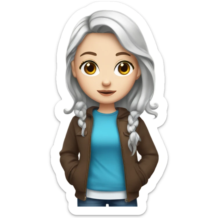 white girl with dark brown hair and blue eyes in cute clothes  sticker