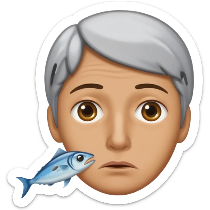 una persona con cara de anchoa preocupado con cara de anchoa el pez anchoa sticker