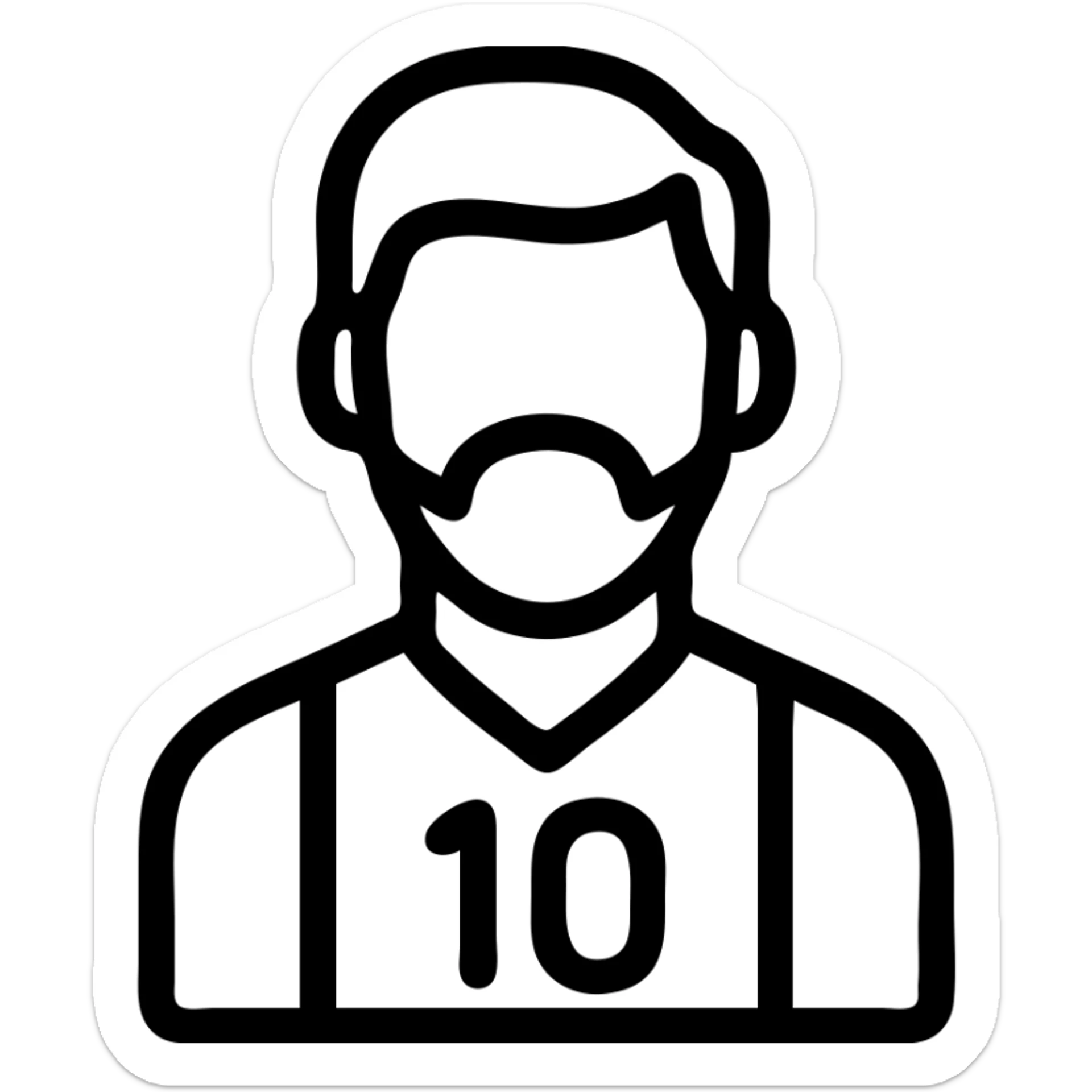 Minimalist icon inspired by Lionel Messi, in the style of Airbnb category icons, thick lines, modern and friendly, no text sticker