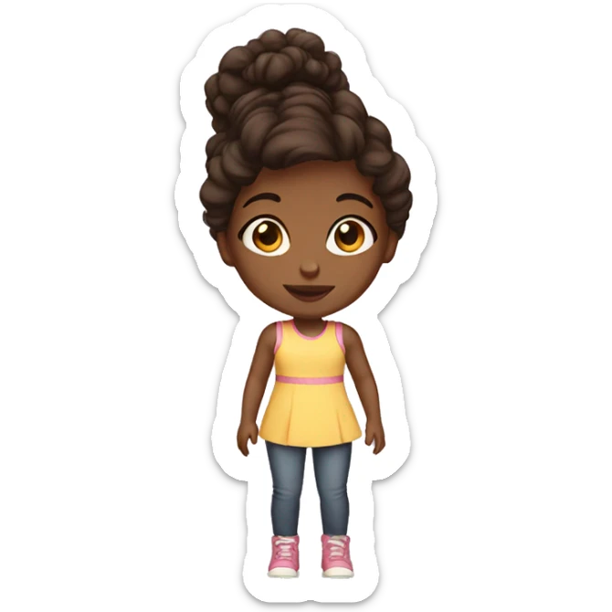 black babysitter with a puff and brown hair little girl sticker