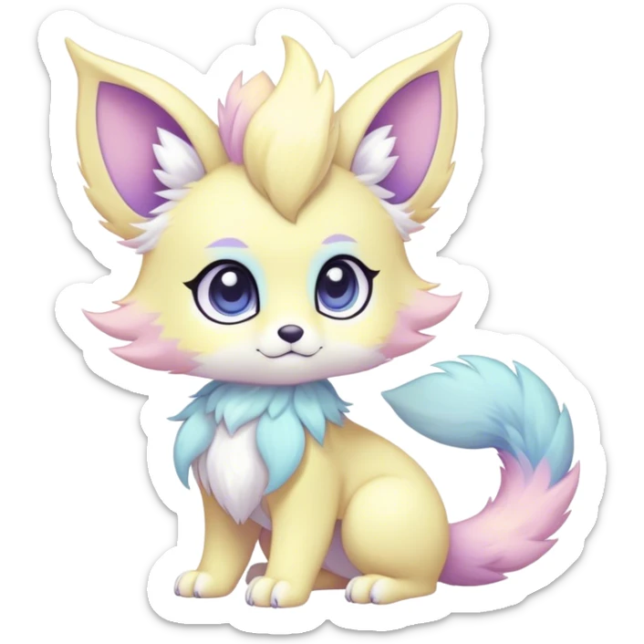 Kawaii bright fantasy ethereal anthro fursona Fakemon with tufted tail  sticker
