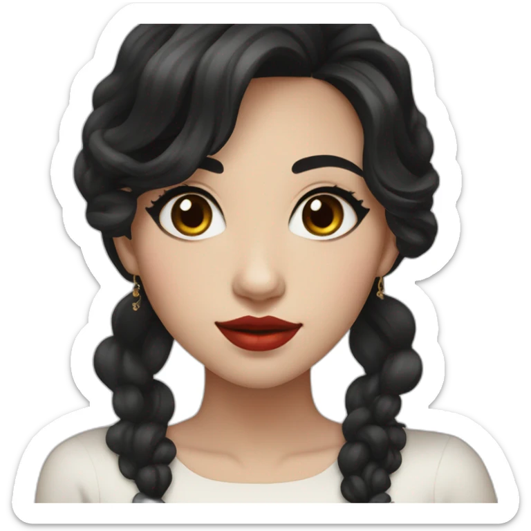 Beautiful woman,Black hair,wavy hair，long hair,White skin,oval face,big eyes,Blackeyes,Red lips,Chinese sticker