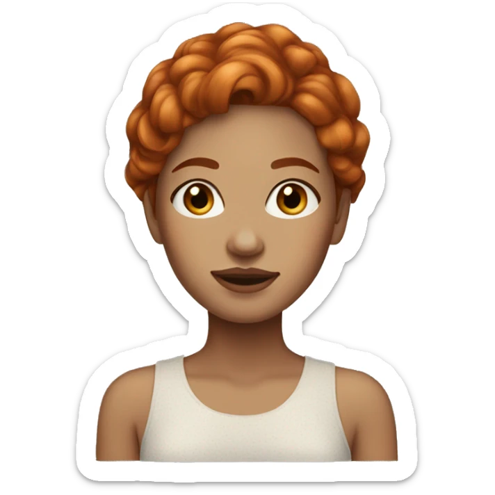 Beautiful woman with ginger hair and light skin, with freckles, dark brown eyes sticker