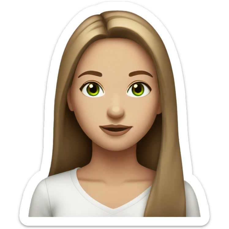 beautiful girl green eyes straight light brown hair sticker